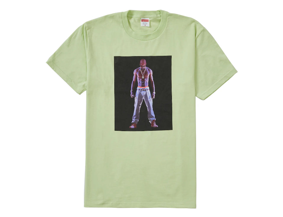 Detailaufnahme des hochwertigen Baumwollmaterials des Supreme x Tupac Hologram Tee