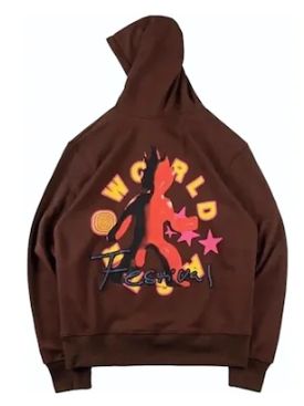 Travis Scott Astrofest Flame Guy Hoodie – Rückansicht mit großflächigem, leuchtend rotem Flammen-Design