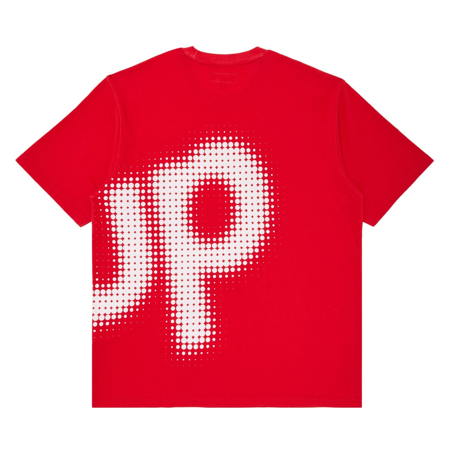 Supreme Halftone S/S Top Red Außenansicht – kräftiges Rot mit großflächigem „Supreme“ Halftone-Schriftzug