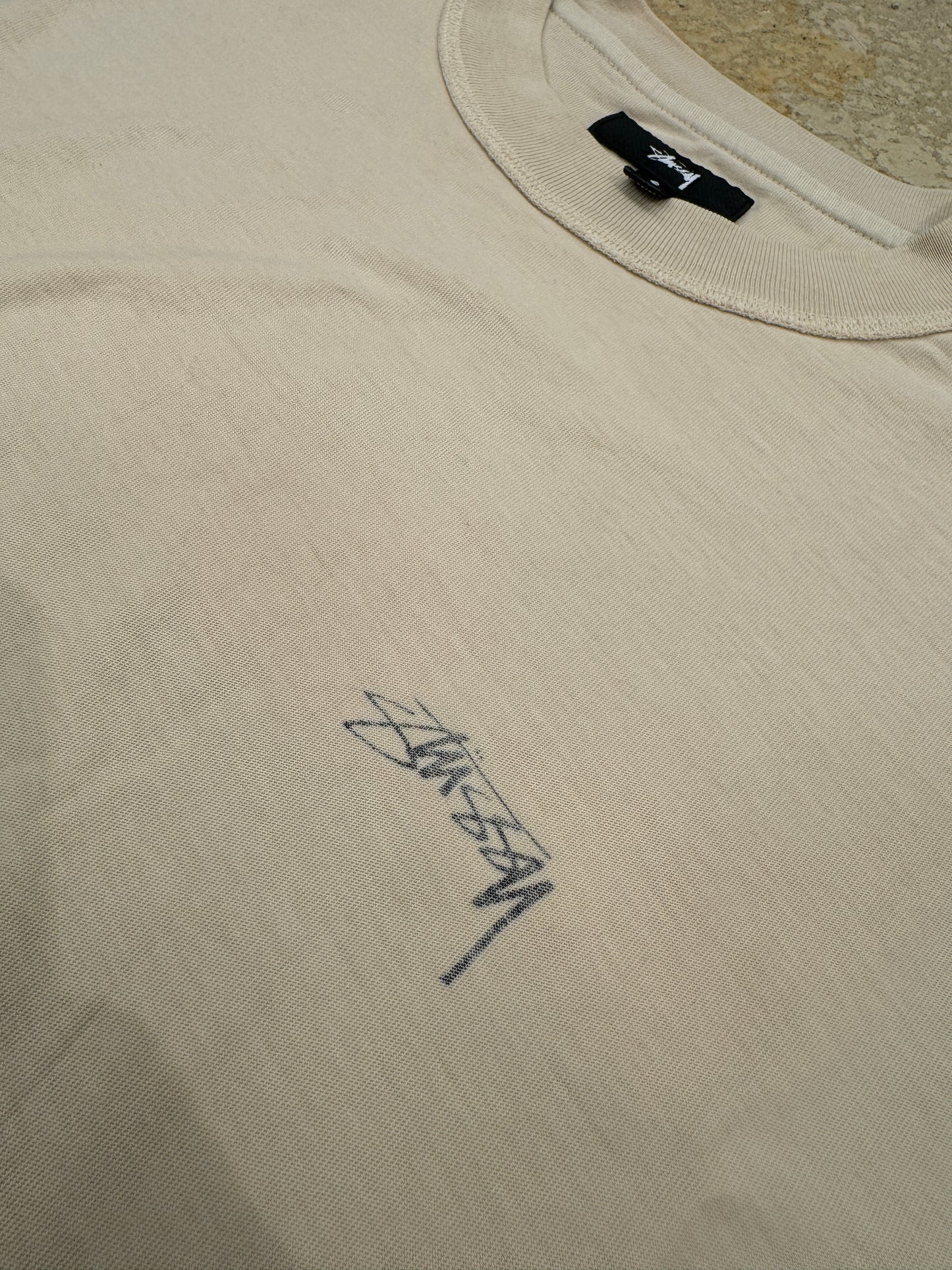 (Pre-Owned) Stüssy T-Shirt "Lazy Tee" Beige Size S