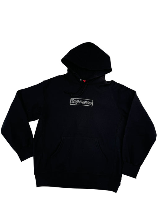 Supreme x KAWS "Chalk Logo" Hooded Sweatshirt Black