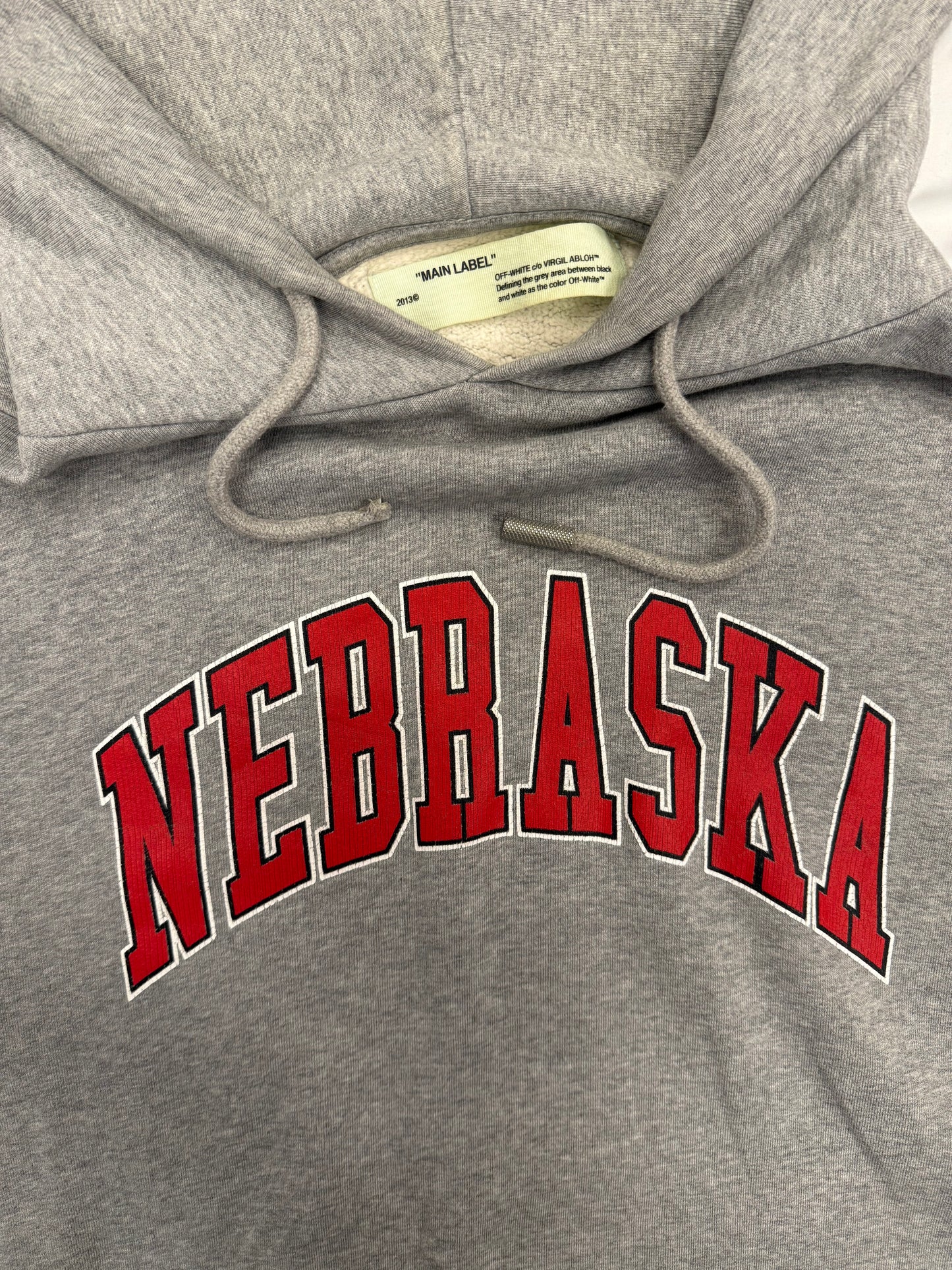 (Pre-Owned) Off-White "Nebraska" Hoodie Grey Size XL