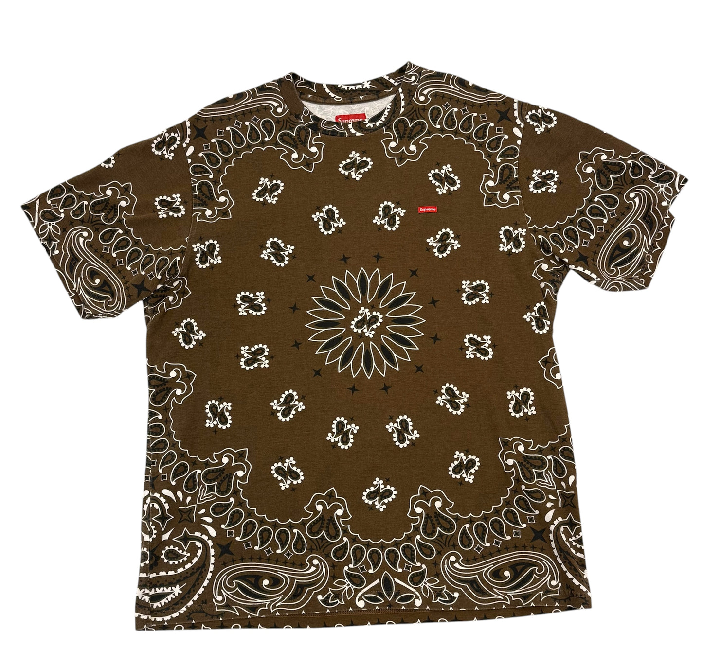 (Pre-Owned) Supreme "Brown Bandana" Small Box Logo T-Shirt Size L
