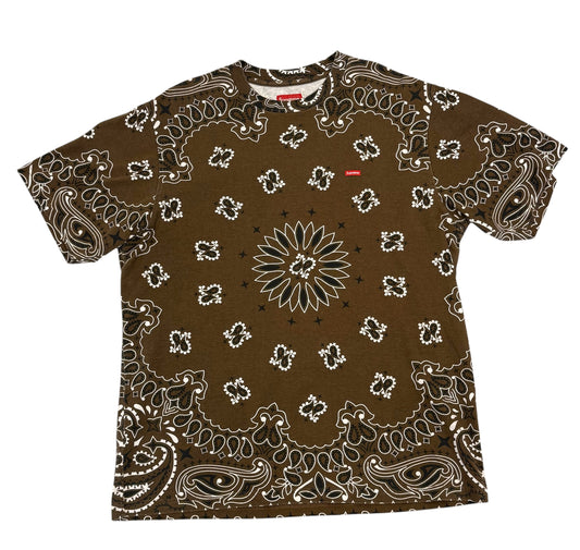 (Pre-Owned) Supreme "Brown Bandana" Small Box Logo T-Shirt Size L