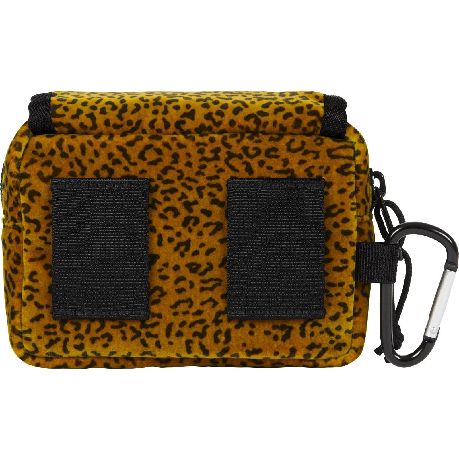 Supreme Velvet Mini Pouch Red Leopard Seitenansicht mit samtigem Nylon und Flock-Leopardprint